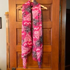 Silk Scarf Pink White Black and Gray